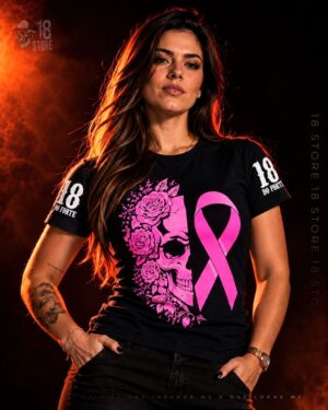 Baby look cunhadas outubro rosa PRETO